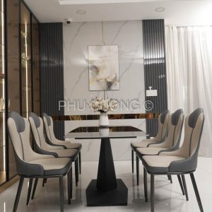 Bộ bàn ăn mặt đá Ceramic 6 ghế 1m6 BA006