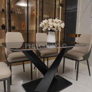 Bộ bàn ăn 4 ghế 1m4 mặt đá Ceramic BA008