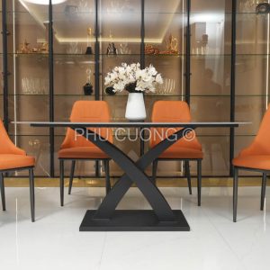 Bộ bàn ăn 4 ghế mặt đá 1m4 ceramic BA005