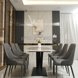 Bộ bàn ăn 6 ghế 1m6 chân sắt sơn tĩnh điện BA005