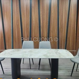 Bàn ăn 1m4 vi tinh 4 ghế xám BK017