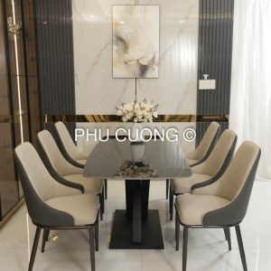 Bộ bàn ăn 6 ghế mặt đá 1m6 BA003