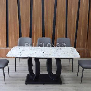 Bàn ăn vòng tròn đôi 6 ghế 1m6 BK011