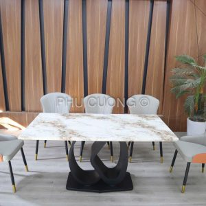 Bộ bàn ăn mặt đá Vi Tinh BK002