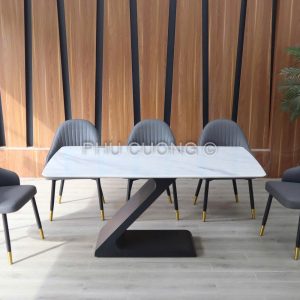 Bộ bàn ăn màu xám 6 ghế BK005