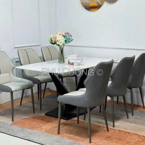 Bàn ăn 6 ghế 1m8 da cao cấp BA021