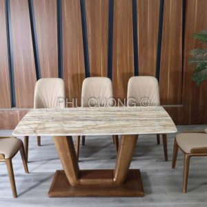 Bàn ăn gỗ Sồi tự nhiên 6 ghế 1m6 BS001