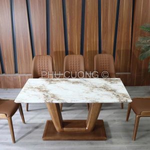 Bộ bàn ăn gỗ sồi tự nhiên 6 ghế BS011