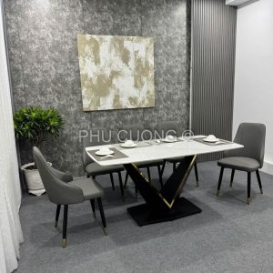 Bộ bàn ăn 5 ghế bàn 1m4 Ceramic BA051