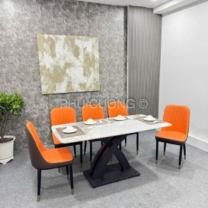Bộ bàn ăn 6 ghế cam BA041