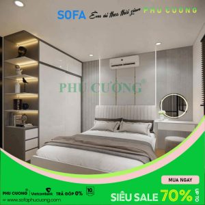 Vách Đầu giường ngủ chia múi bọc vải VA036