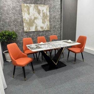 Bộ bàn ăn 6 ghế cà rốt đẹp BA028