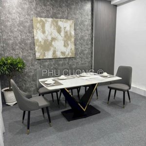 Bộ bàn ăn 6 ghế xám tối BA029