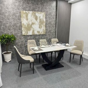 Bộ bàn ăn mặt đá 1m6 6 ghế BA032