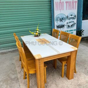Bàn ăn gỗ sồi tự nhiên màu sáng LTS001