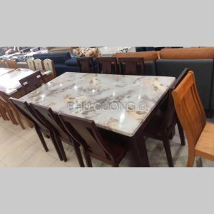 Bàn ăn gỗ nâu đậm 8 ghế 1m9 LTS016