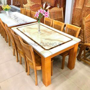 Bàn ăn gỗ Sồi Mỹ 1m6 6 ghế như hình LTS009