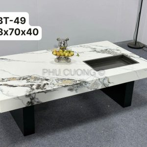 Bàn đá trắng vân xám BT-49
