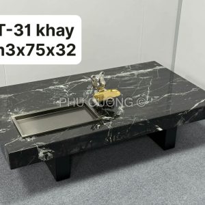 Bàn đá đen chữ nhật có khay BT-31
