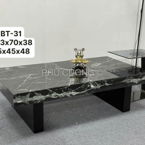 Bàn trà đá đen xám phối bàn đi kèm BT-31