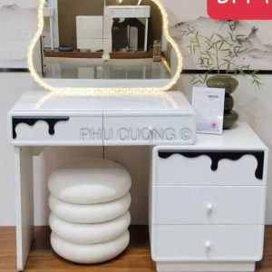 Bàn trang điểm màu bò sữa giương mây BPF139