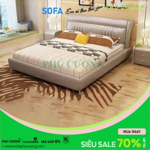 Giường ngủ bọc da chân inox GU011