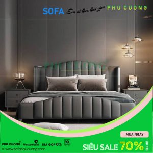 Giường ngủ bọc da múi thẳng đẹp GU003