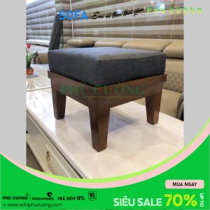 Ghế đôn sofa gỗ Chò chỉ tự nhiên nệm có dây kéo D003