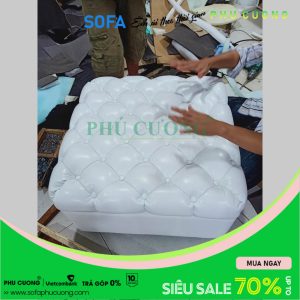 Ghế đôn sofa vuông giật nút ô quả trám D022