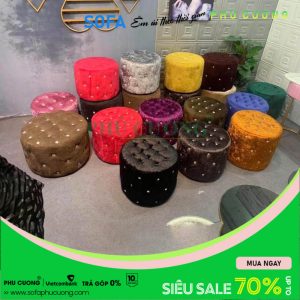 Ghế đôn sofa tròn giật nút nhiều D030