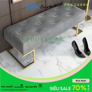 Ghế đôn sofa chữ nhật dài chân sắt D032
