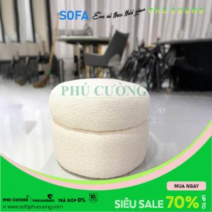 Ghế đôn sofa tròn vải lông cừu D038