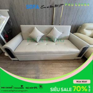 [A1018] Sofa thông minh thành giường tay inox sang trọng