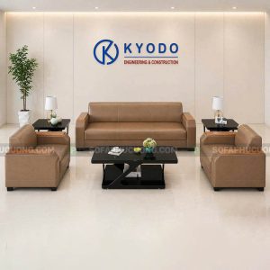 [A1020] Bộ Sofa Văn Phòng Ốp Gỗ Da Tẩy Mực + Chống trầy